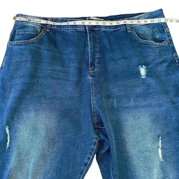 NWOT, My STYLE, Plus-Size Distressed Denim Jeans With Frayed Hem, 24W, Blue - Picture 5 of 9